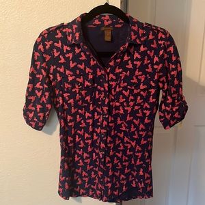 Copper Key Rooster Print Small Button Up Shirt